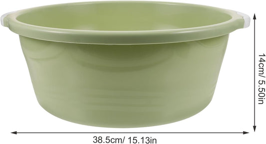 ULTECHNOVO 2 Pack Large Plastic Wash Basin 15 Inch, Round Washbasin for Face & Foot Soaking, Thickened Laundry Dish Pan for Kitchen Sink, Bathroom, Dormitory, Camping (Green)