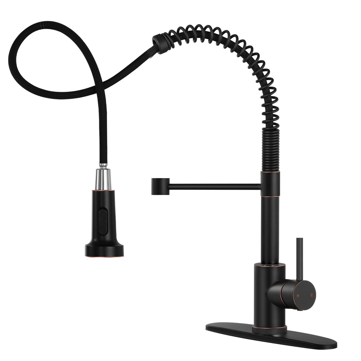DJS Kitchen Sink Faucet with Pull Down Sprayer Single Handle Matte Black