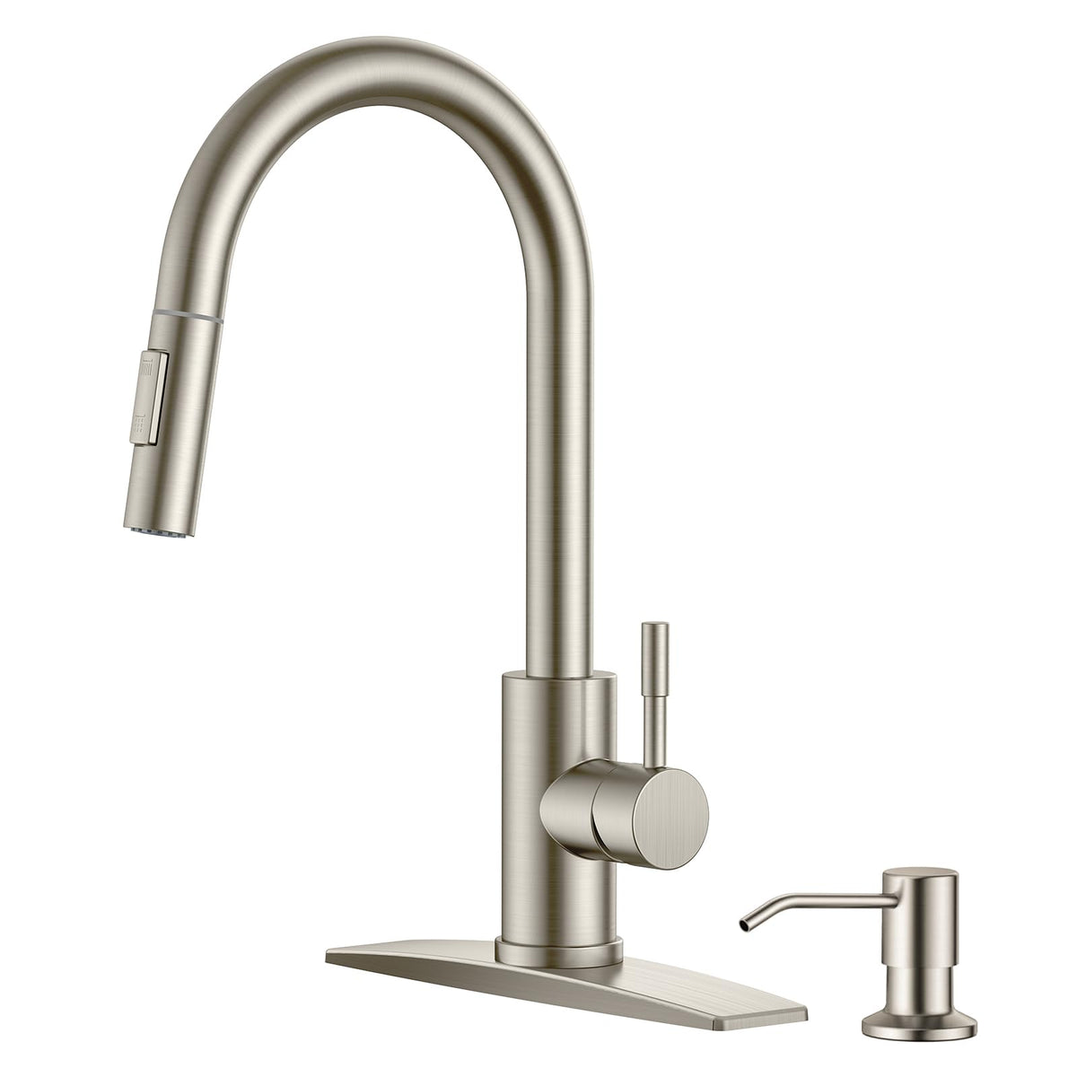 FORIOUS Kitchen Faucet with Pull Down Sprayer, Modern Brushed Nickel