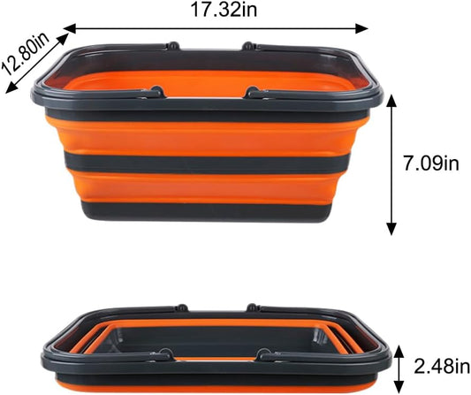 Monozuki Collapsible Sink 4.8Gal/18.1L, Heavy Duty Foldable Basin with Handles for Camping, Car Wash, Kitchen – Also Use as Storage Basket for Home, Garage, RV(Grey)
