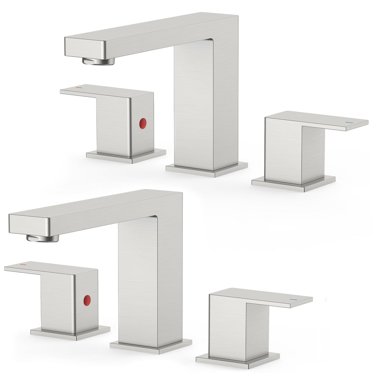 FORIOUS Black Bathroom Faucet 3 Hole, Matte Black Bathroom Sink Faucet Wide
