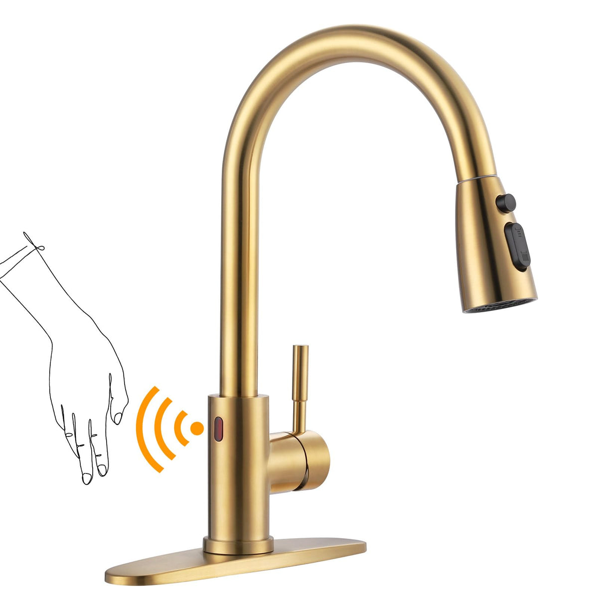 WOWOW Kitchen Faucet with Soap Dispenser: 304 Stainless Steel Kitchen Sink Faucet with Pull Down Sprayer 3 Modes, Single Handle High Arc Mixer Taps for Sink, RV, Laundry, Bar (Brushed Nickel)