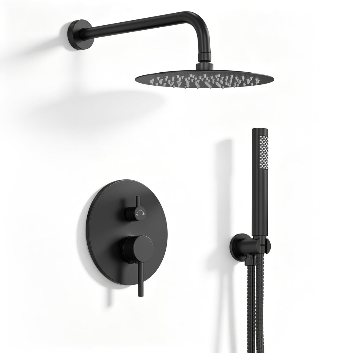 Shower Faucet Set with 10'' Rainfall Head, Handheld and Valve, Brushed Gold