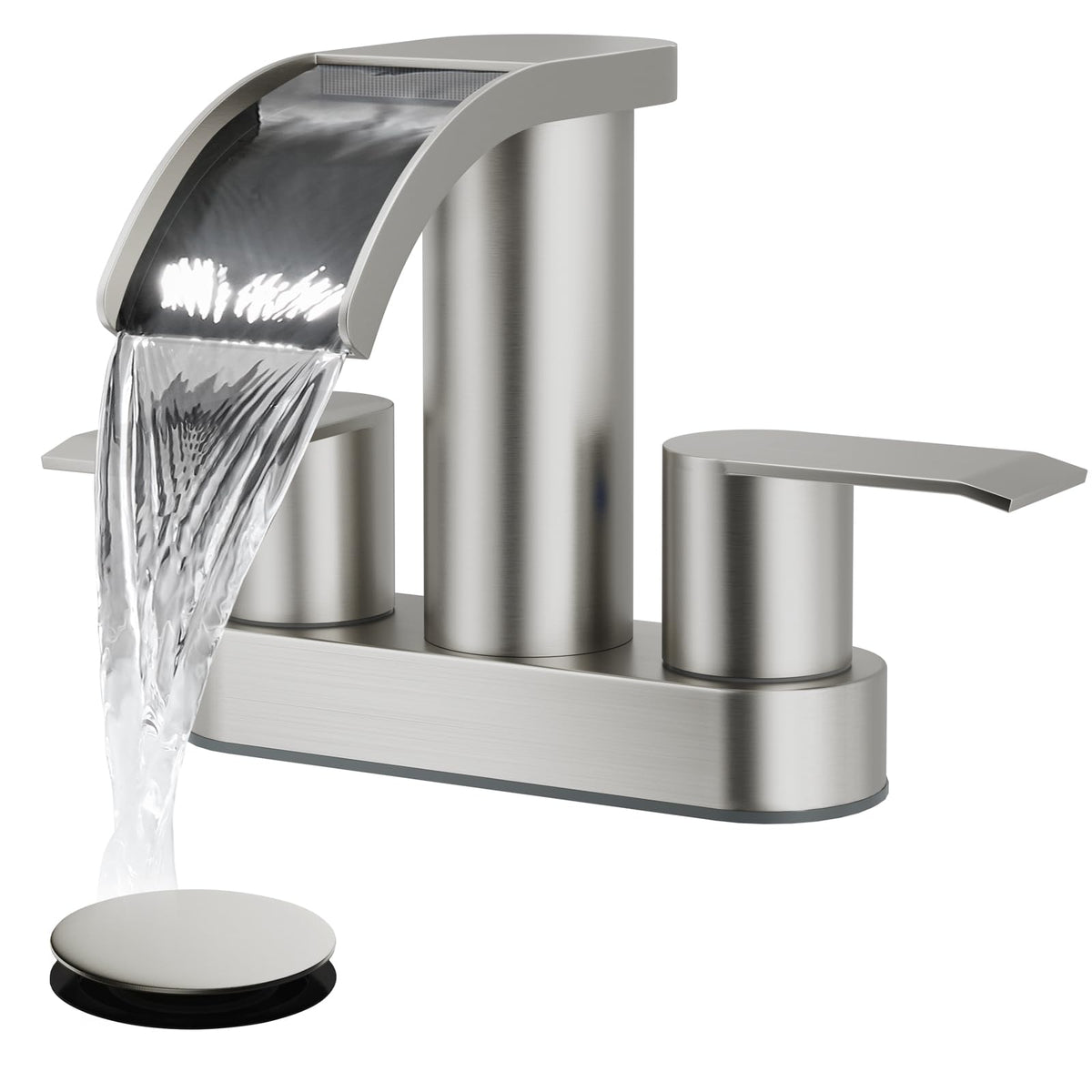 gotonovo 4’’ Centerset Bathroom Sink Faucet Waterfall Brushed Nickel