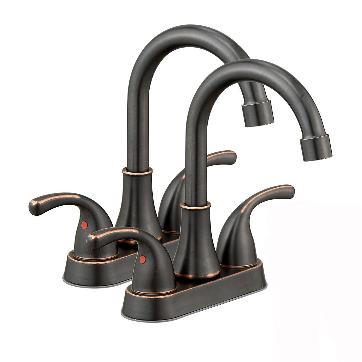 Bathroom Sink Faucet FRANSITON 4 Inch 2 Handle Bathroom Sinks Faucets Lead-Free Oil Rubbed Bronze Bath Sinks Faucets with Pop-up Drain Stopper and Supply Hoses