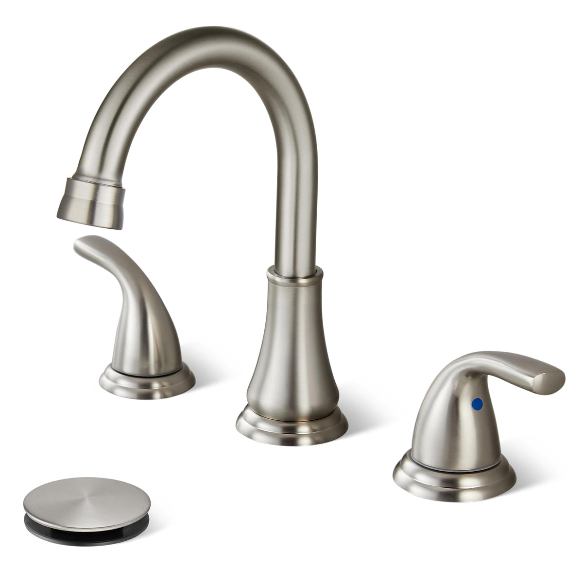 Brushed Nickel Widespread Bathroom Sink Faucet, 3 Hole 8 Inch