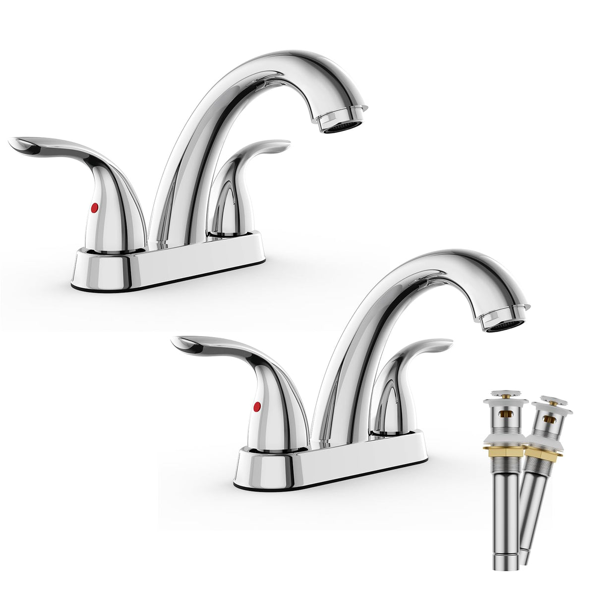 Phiestina Centerset 4 Inch Brushed Nickel 2 or 3 Holes Stainless Steel Bathroom Sink Faucet, 2 Handle Bathroom Faucet with Copper Pop Up Drain and Water Supply Lines, BF008-5-BN