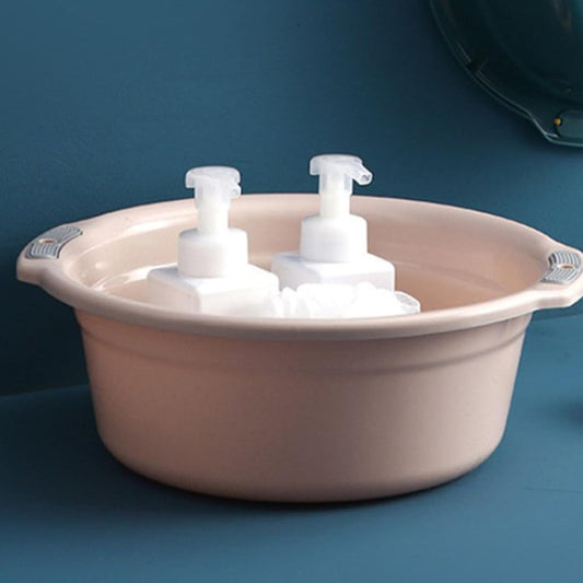 Plastic Washing Basin, Multipurpose Face Foot Washbasin Tub Laundry Tub with Double Handles for Home Bathroom Adults Baby (S)