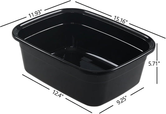 Asking 14 Quart Rectangular Plastic Dish Pan Tub, Portable Washbasin, Black