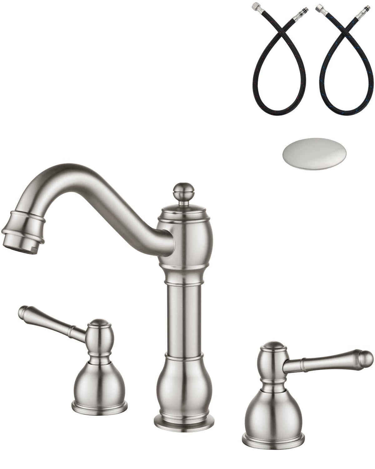 Aolemi Widespread Bathroom Sink Faucet 3 Hole Metal Lever Antique Brass