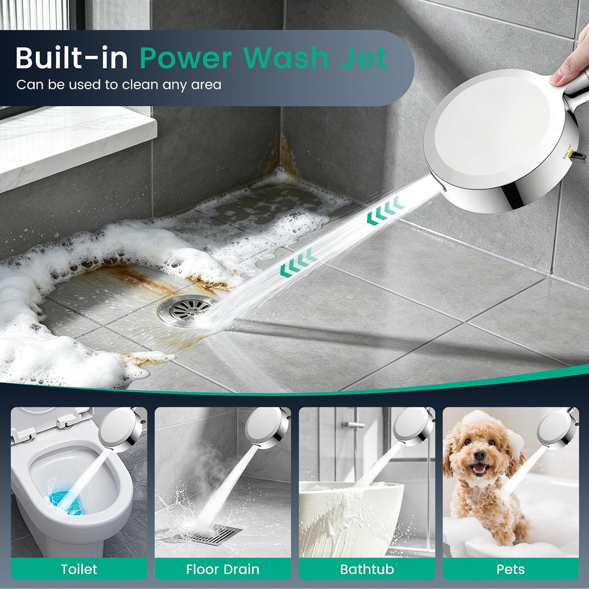 Shower Head with Handhled High Pressure Hand held Showerhead with 6 Modes