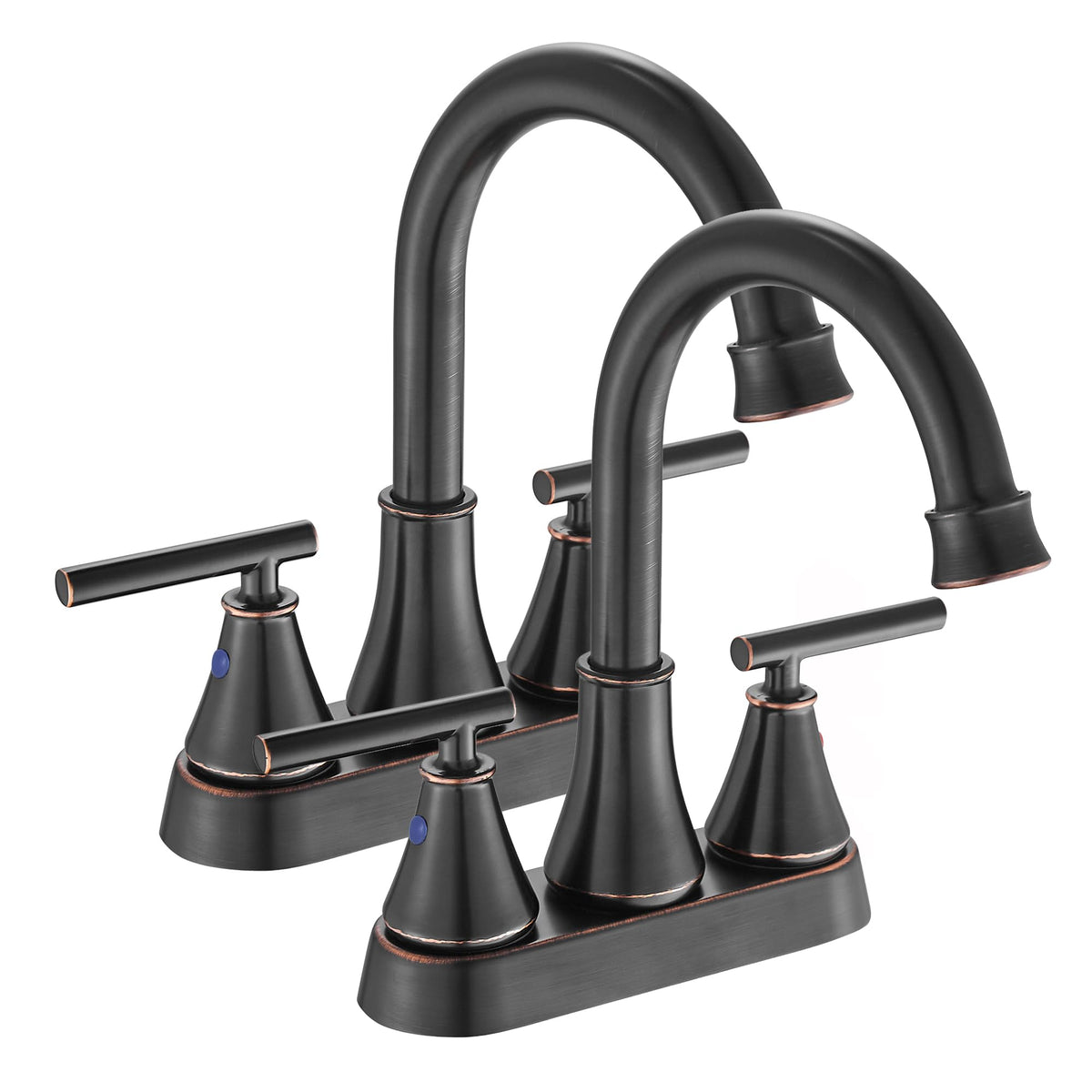 Bathroom Sink Faucet 4 Inch 2 Handle Centerset Brushed Gold Lead-Free Modern Bathroom Faucet Vanity Faucet with Pop-up Drain Stopper and Supply Hoses