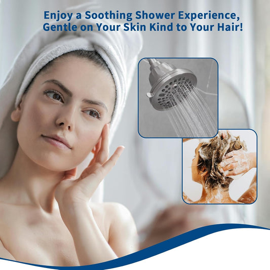 Filtered Shower Head,Shower Head Filter for Hard Water - Detachable Showerhead for Hard Water Harmful Substances Improves Skin & Hair - Nickel