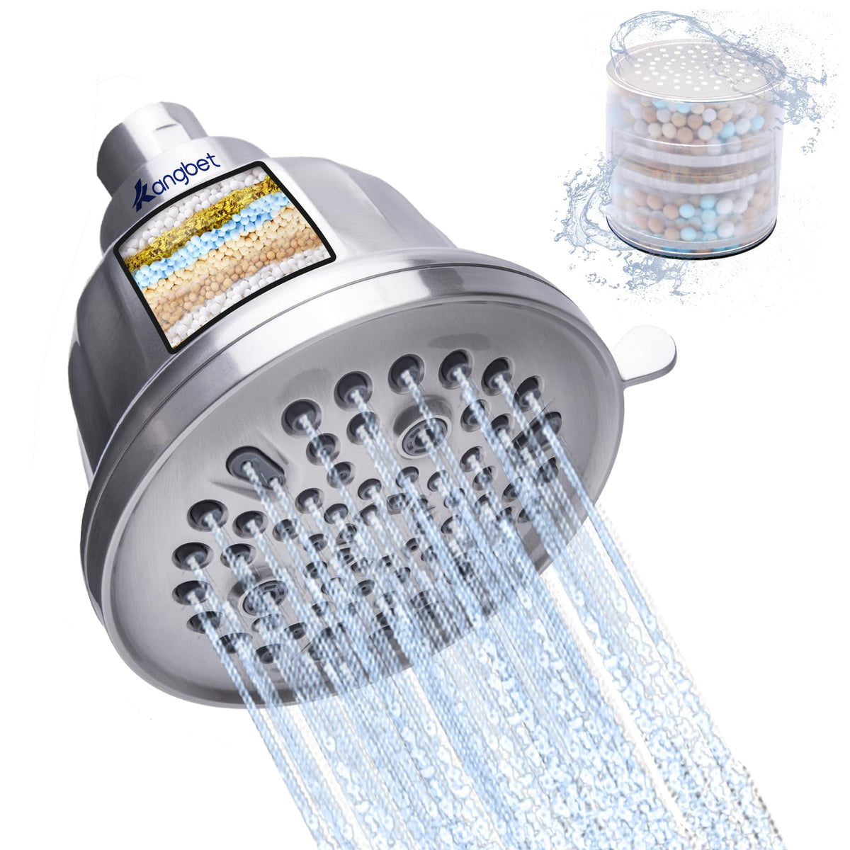 Filtered Shower Head,Shower Head Filter for Hard Water - Detachable Showerhead for Hard Water Harmful Substances Improves Skin & Hair - Nickel