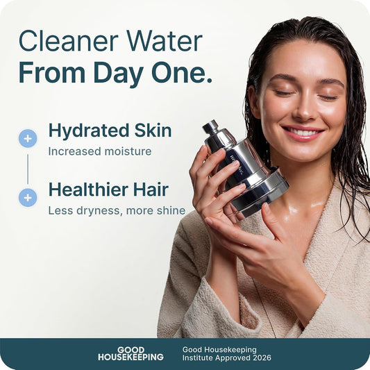 MyHalos® Filtered Shower Head, Shower Head Filter for Hard Water (Chrome)