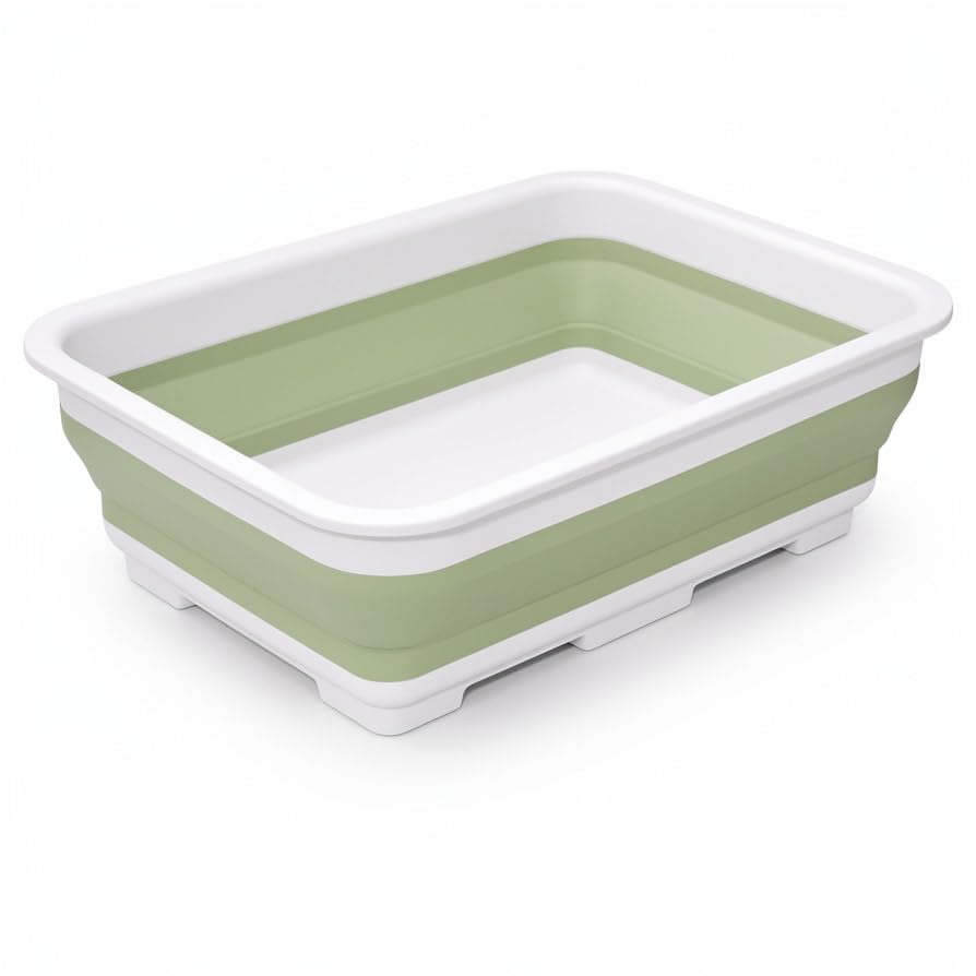 Goderewild Collapsible Dish Pan, 10L (2.6 Gal) Foldable Sink Tub, Gray