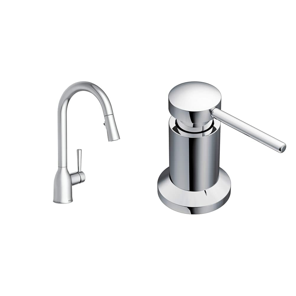 Moen Adler Spot Resist Stainless One-Handle High Arc Pulldown Kitchen Faucet with Power Clean, 87233SRS