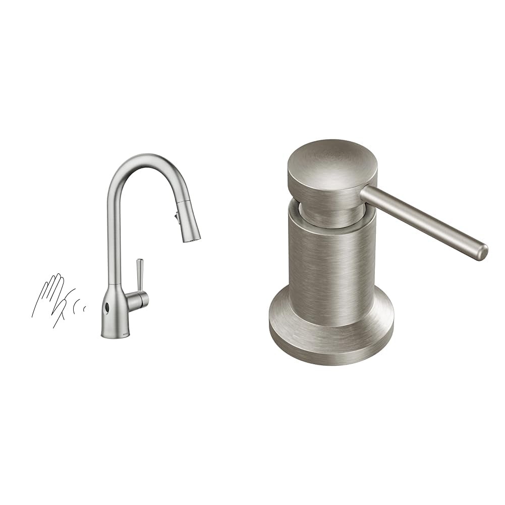 Moen Adler Spot Resist Stainless One-Handle High Arc Pulldown Kitchen Faucet with Power Clean, 87233SRS