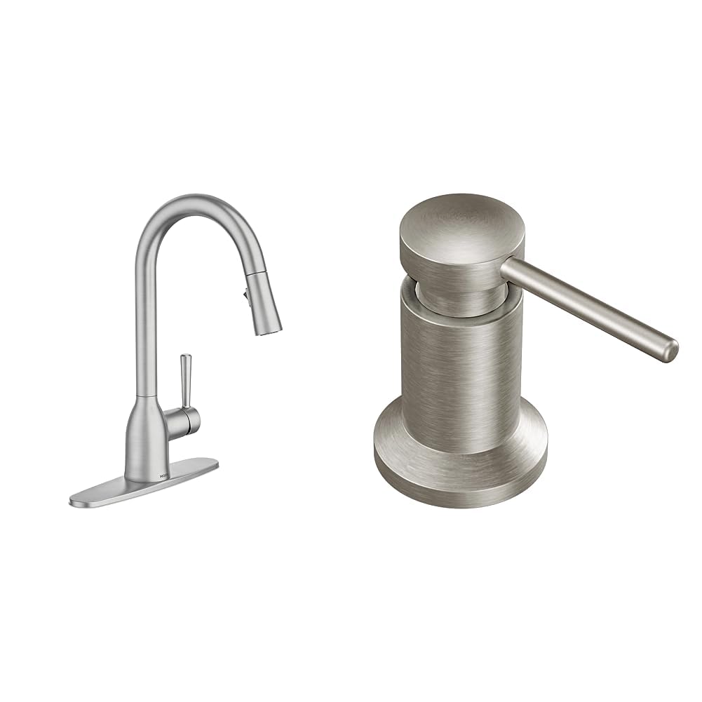Moen Adler Spot Resist Stainless One-Handle High Arc Pulldown Kitchen Faucet with Power Clean, 87233SRS