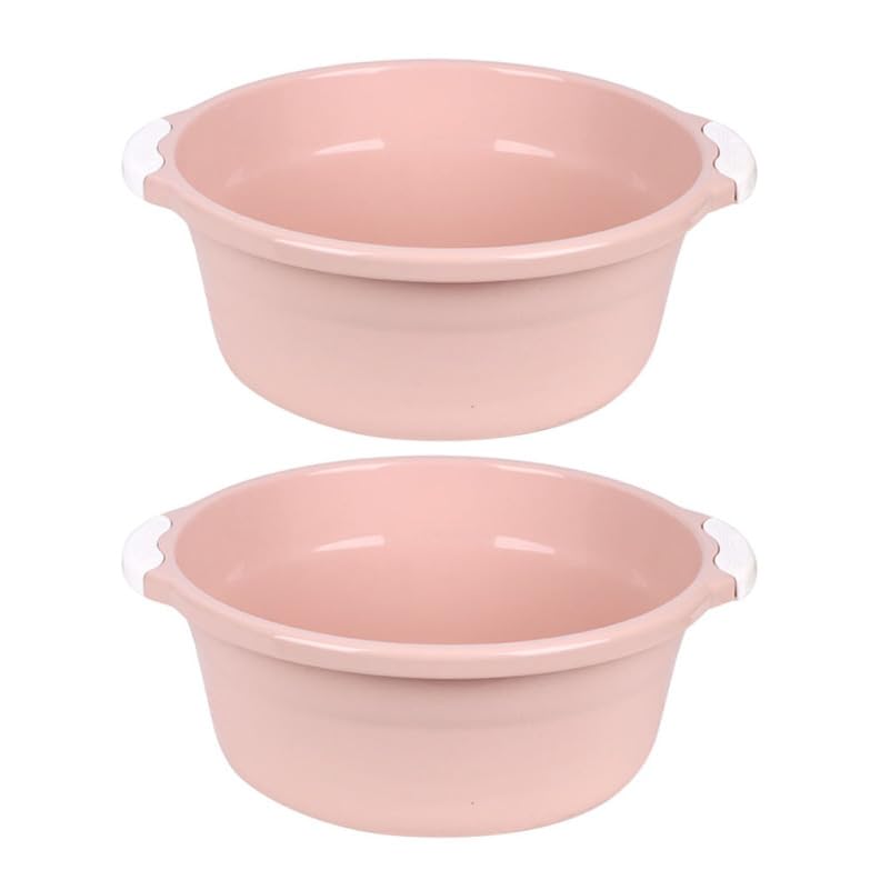 ULTECHNOVO 2 Pack Large Plastic Wash Basin 15 Inch, Round Washbasin for Face & Foot Soaking, Thickened Laundry Dish Pan for Kitchen Sink, Bathroom, Dormitory, Camping (Green)