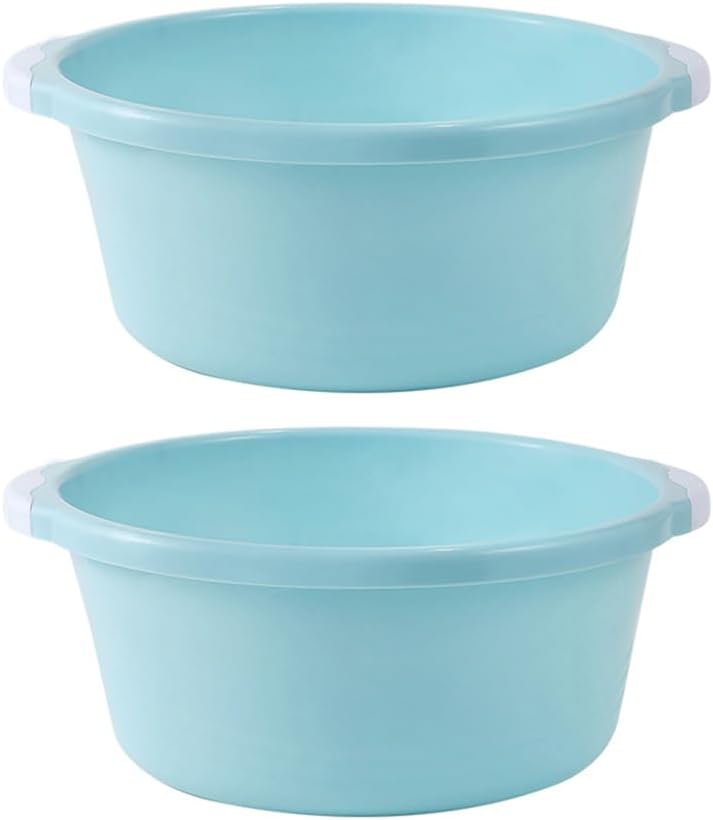 Zerodeko 2 Pack Plastic Wash Basin 13.58 X 12.20 X 4.72 in Household Washbasin for Bathroom Kitchen Foot Washing Anti-Slip Bottom Easy to Carry
