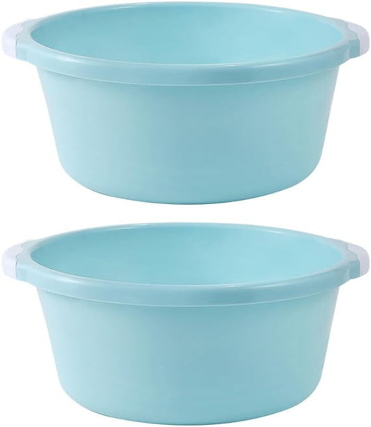 Zerodeko 2 Pack Plastic Wash Basin 13.58 X 12.20 X 4.72 in Household Washbasin for Bathroom Kitchen Foot Washing Anti-Slip Bottom Easy to Carry