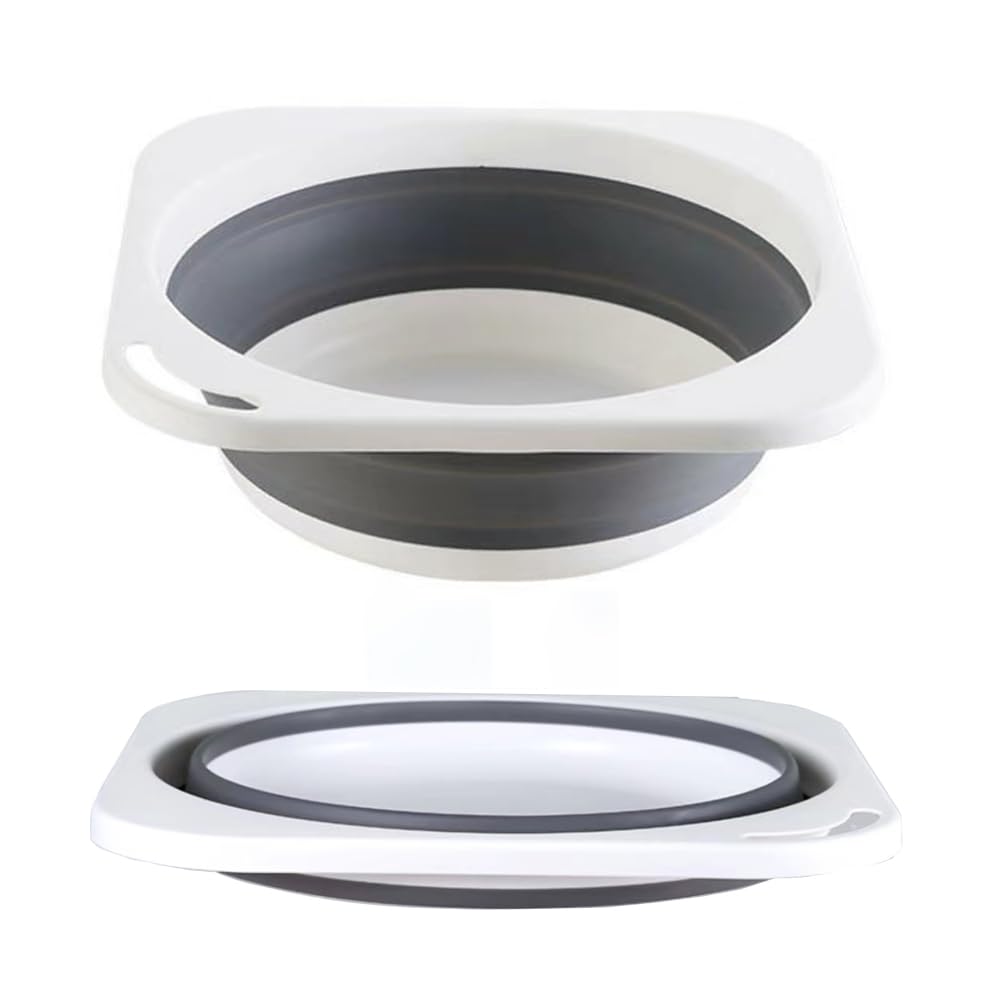Collapsible Plastic Wash Basin 5L(1.4 Gallon), Kitchen Dishpan, Floding Small Bathtub, Space Saving Plastic Wash Bin for Dorm Camping Supplies Fishing Travel and Home (Grey 1 pcs)