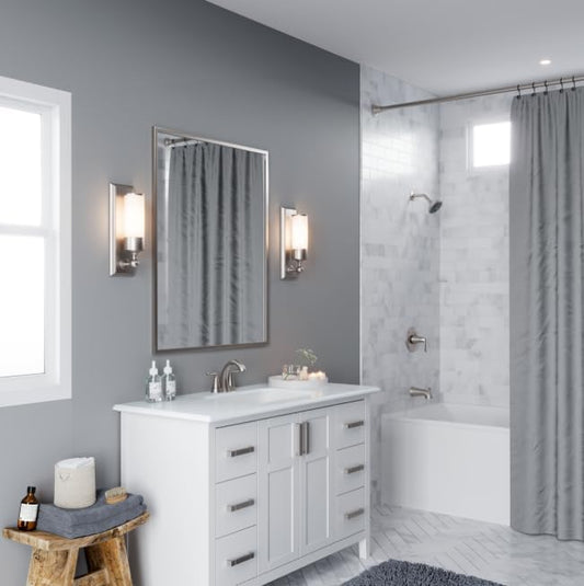 Pfister Willa 4 inch Centerset Bathroom Sink Faucet 2-Handle 3-Hole NSF Certified Spot Defense Brushed Nickel Vanity Faucet with Push & Seal Drain Installation LF048MALGS