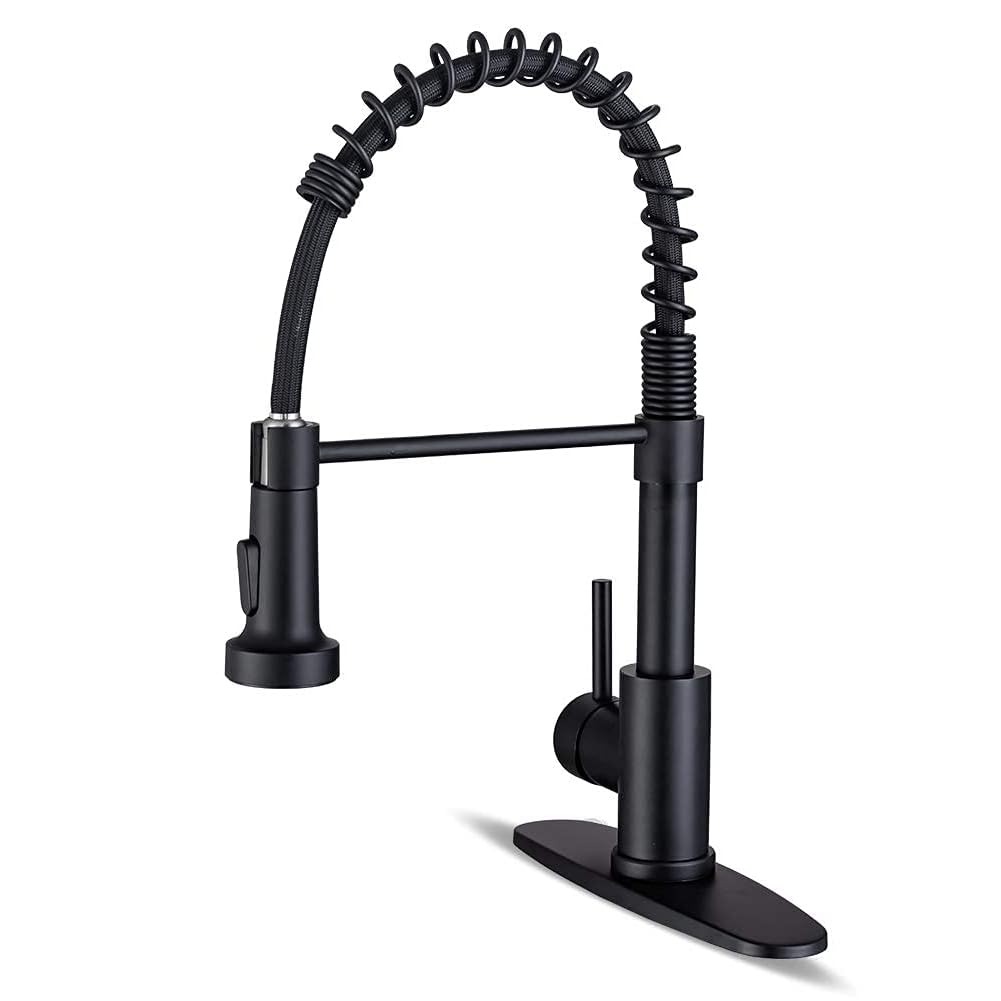 WEWE High-Arc Pull-Down Kitchen Faucet, Brushed Nickel, 3-Mode Sprayer