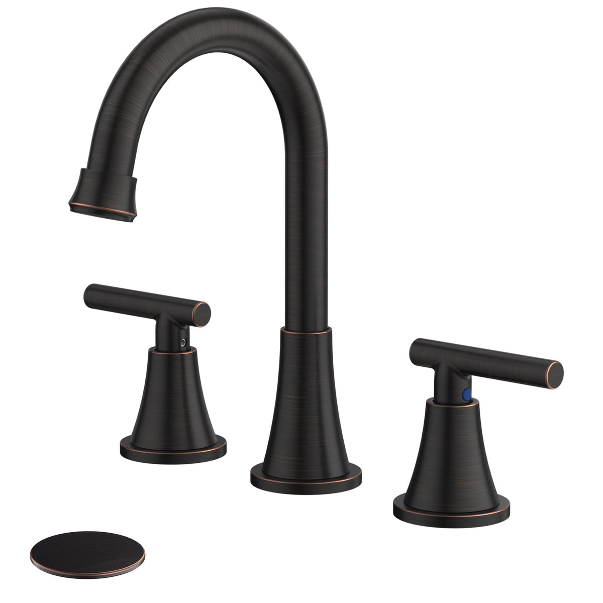 Bathroom Faucet 3 Hole, Matte Black Faucets with Drain and Supply Lines