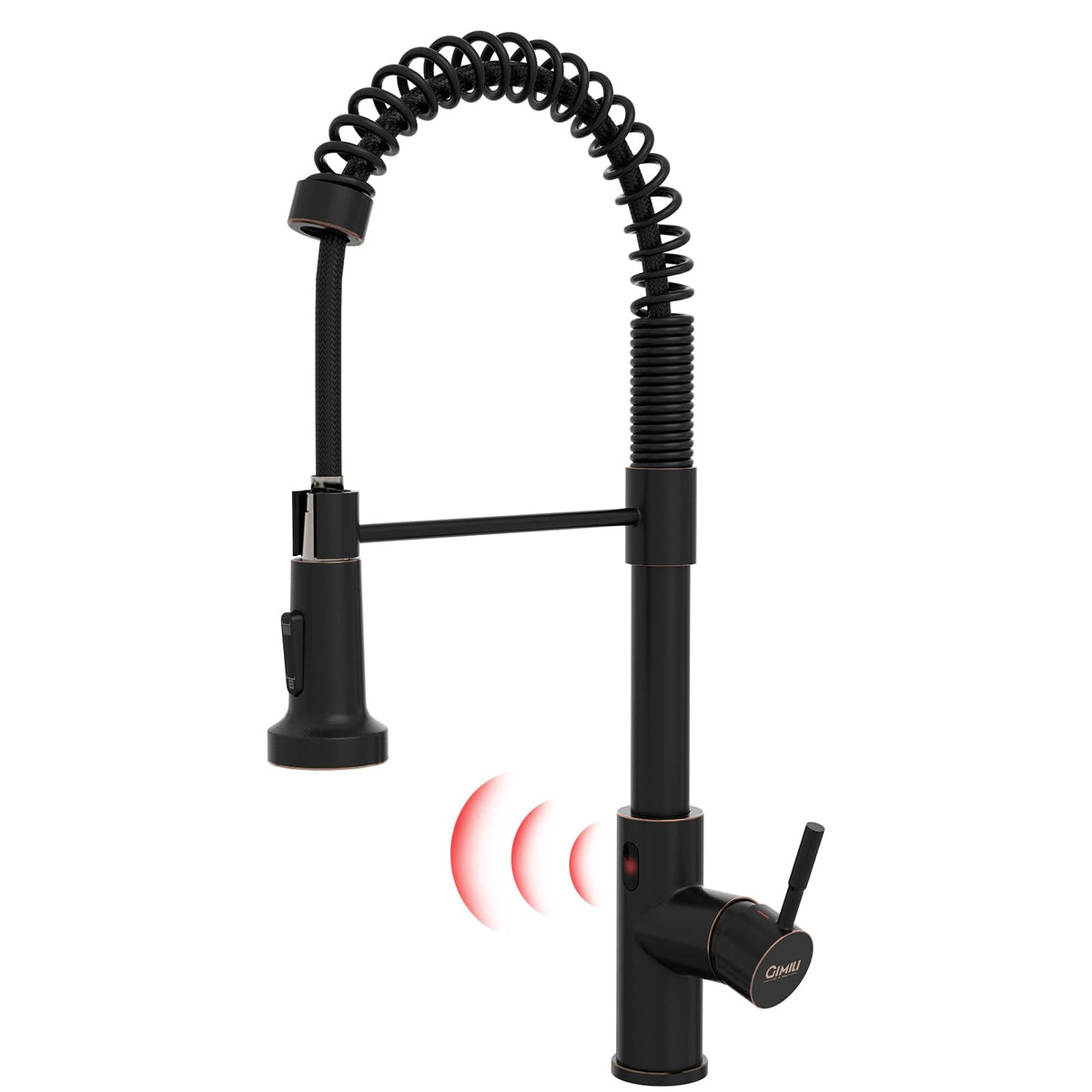 GIMILI Matte Black Touchless Kitchen Faucet with Spring Pull Down Sprayer
