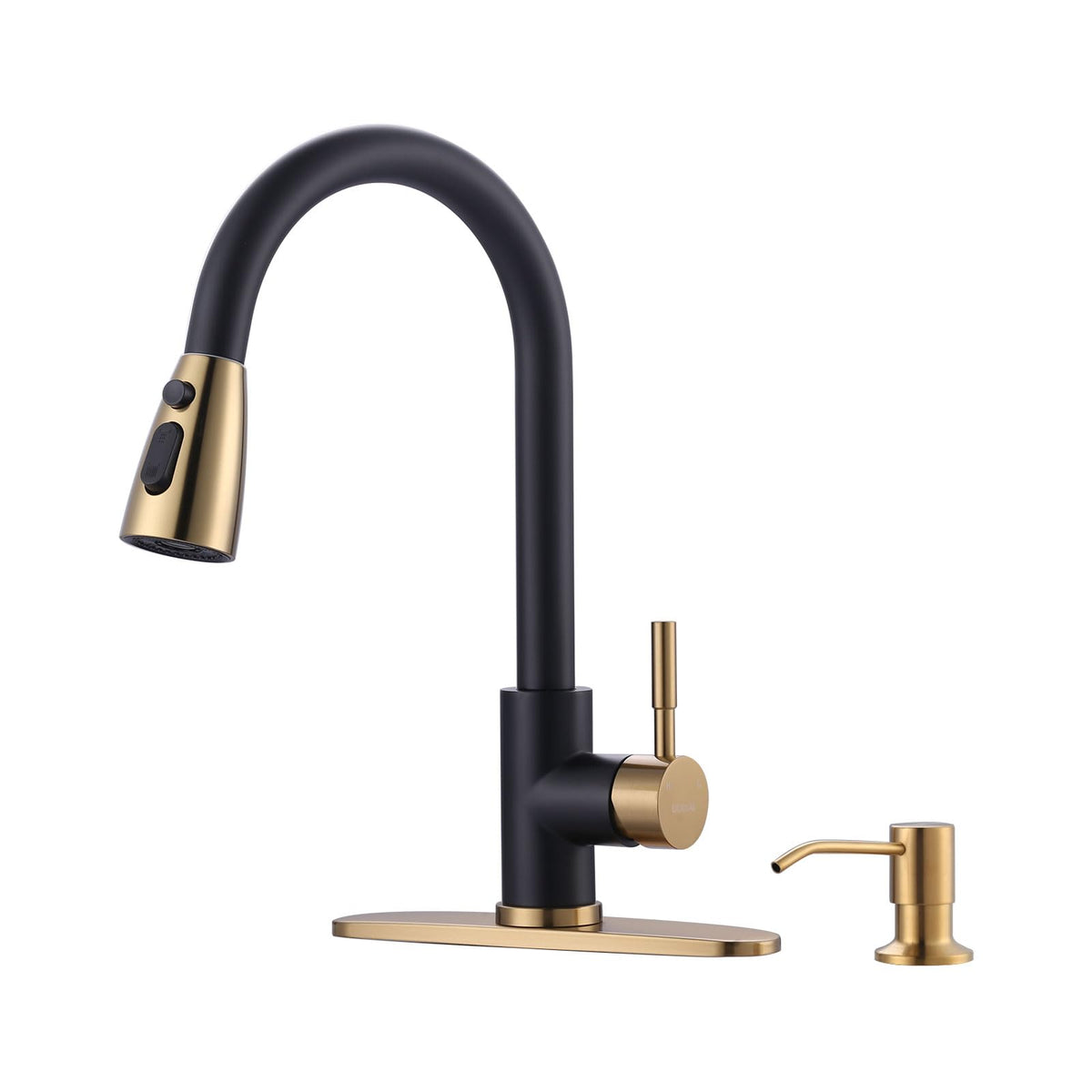 WOWOW Kitchen Faucet with Soap Dispenser: 304 Stainless Steel Kitchen Sink Faucet with Pull Down Sprayer 3 Modes, Single Handle High Arc Mixer Taps for Sink, RV, Laundry, Bar (Brushed Nickel)