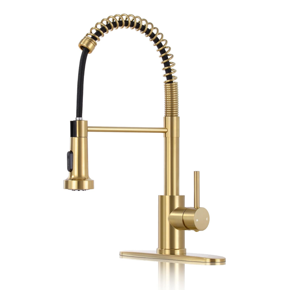 DJS Kitchen Sink Faucet with Pull Down Sprayer Single Handle Matte Black