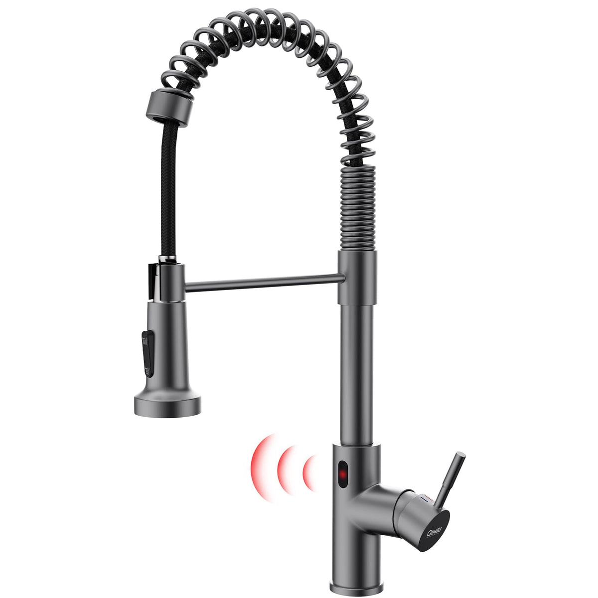 GIMILI Matte Black Touchless Kitchen Faucet with Spring Pull Down Sprayer