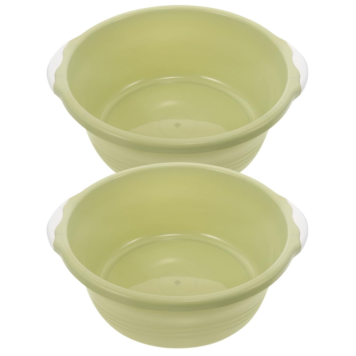 ULTECHNOVO 2 Pack Large Plastic Wash Basin 15 Inch, Round Washbasin for Face & Foot Soaking, Thickened Laundry Dish Pan for Kitchen Sink, Bathroom, Dormitory, Camping (Green)