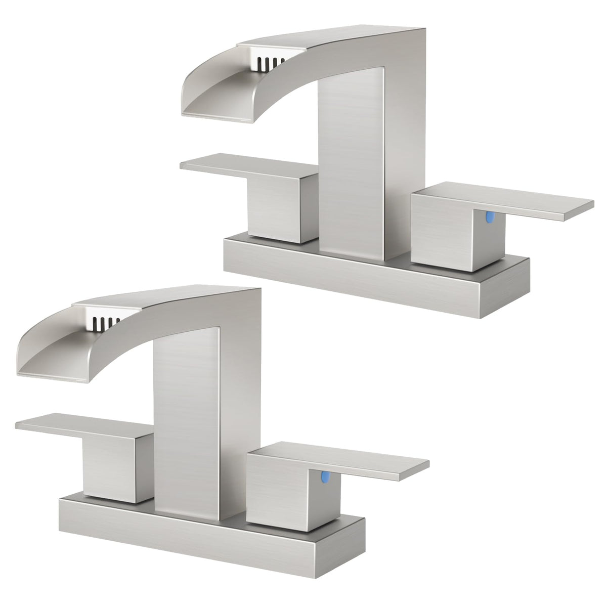 Cobbe Waterfall Bathroom Faucet, Brushed Nickel 4 Inch Centerset 3 Hole