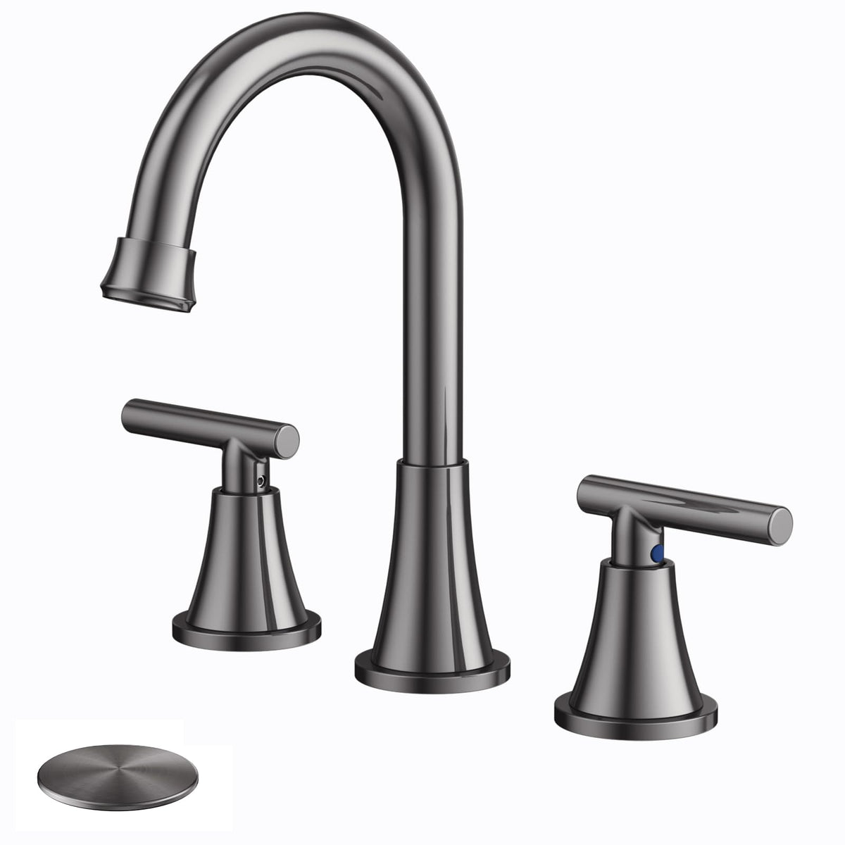 Bathroom Faucet 3 Hole, Matte Black Faucets with Drain and Supply Lines