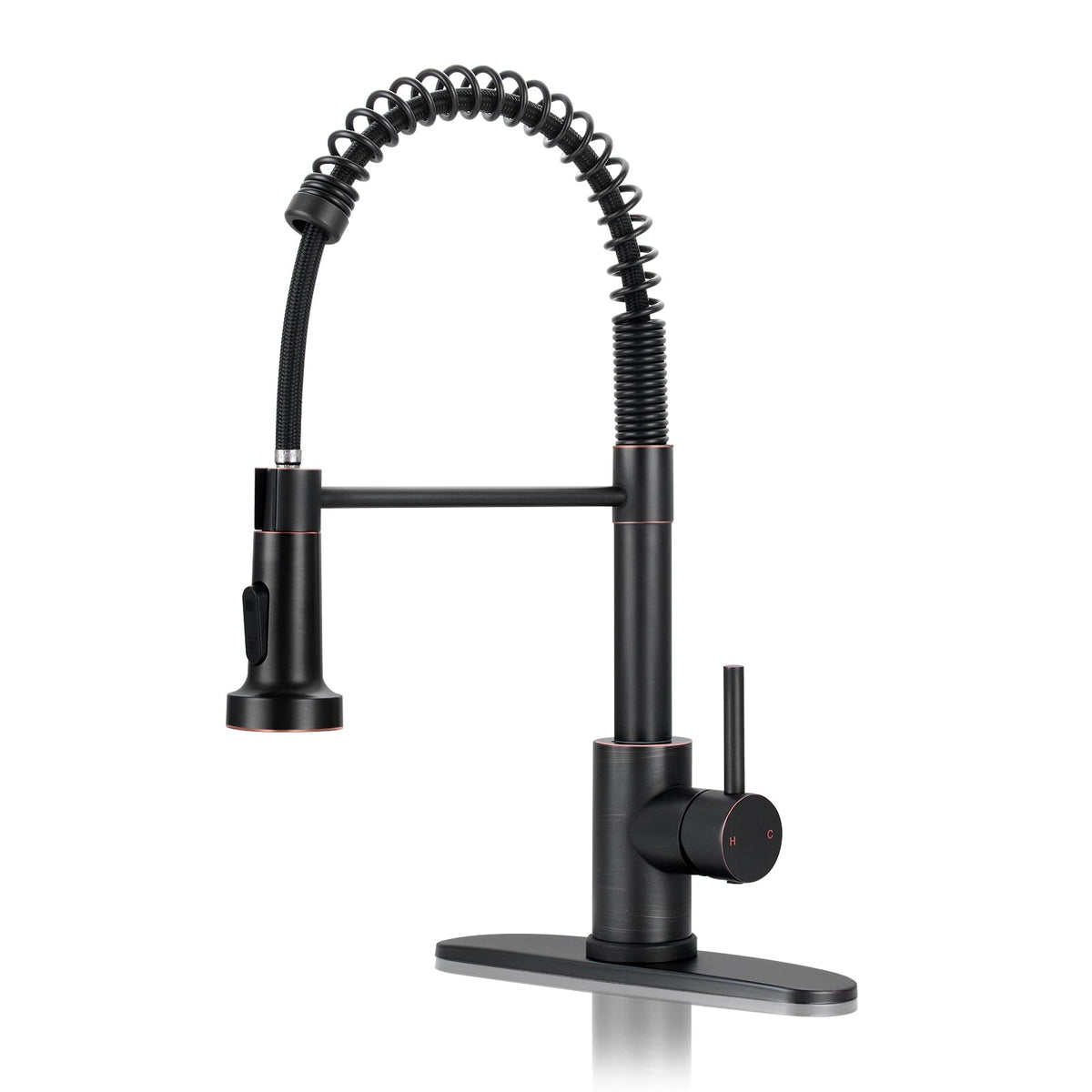 DJS Kitchen Sink Faucet with Pull Down Sprayer Single Handle Matte Black