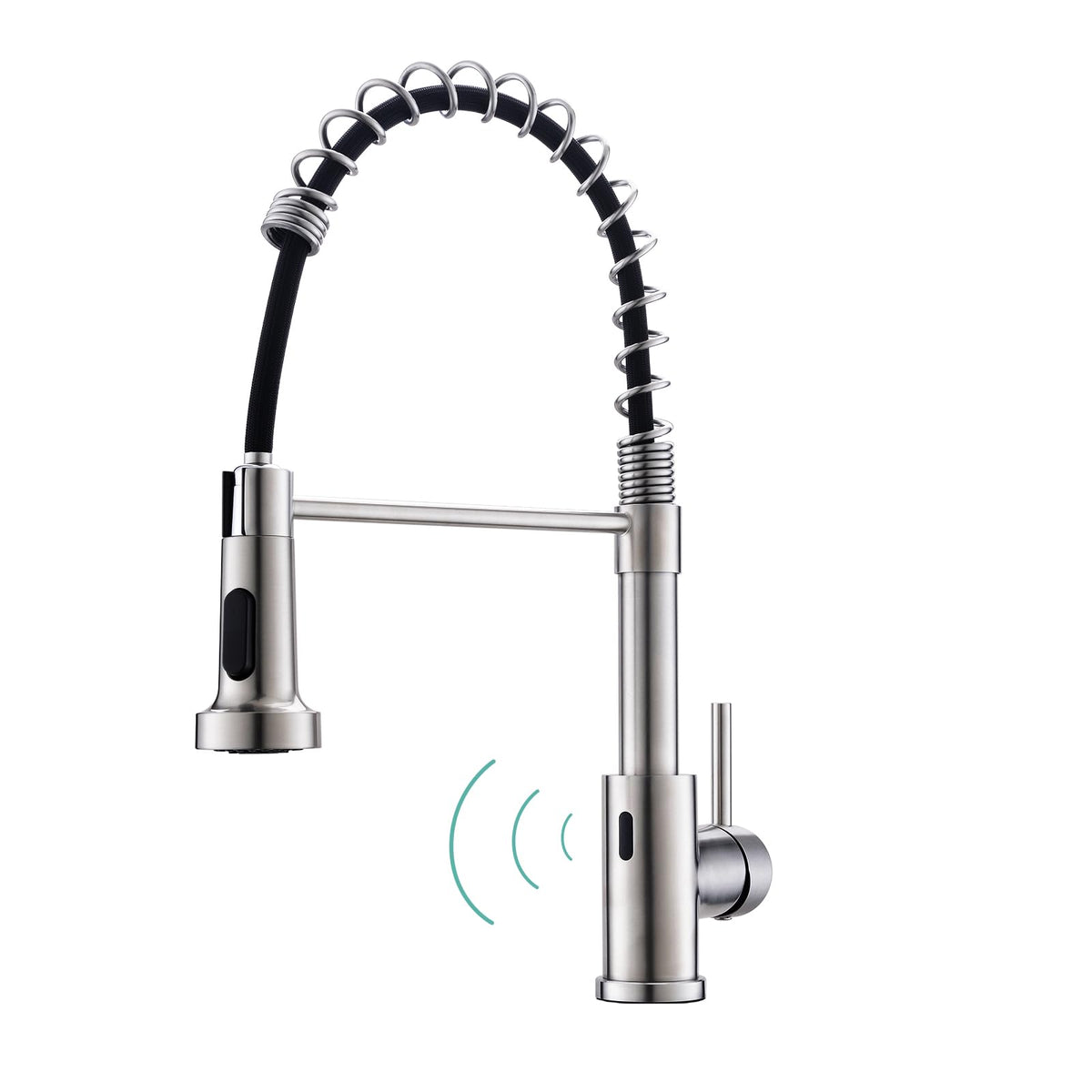 WEWE Black Kitchen Faucet with Pull Down Sprayer, High Arc Bar Sink Faucet