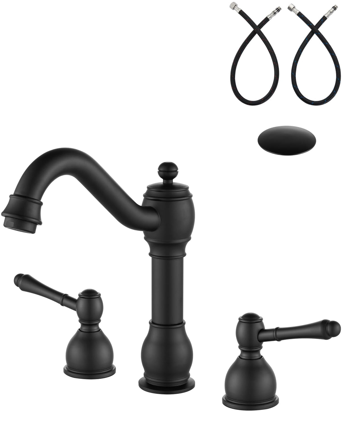 Aolemi Widespread Bathroom Sink Faucet 3 Hole Metal Lever Antique Brass