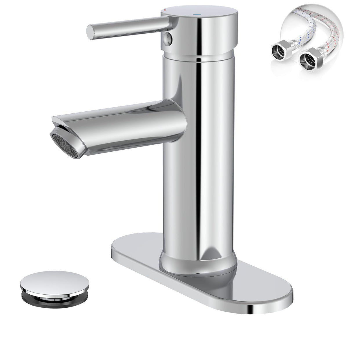 Bathroom Faucet for 1 or 3 Holes, Brass, Chrome