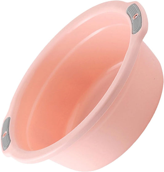 Plastic Washing Basin Multipurpose Adult Foot Washbasin Tub with Double Handles for Home Bathroom (Medium‑Peach Pink)