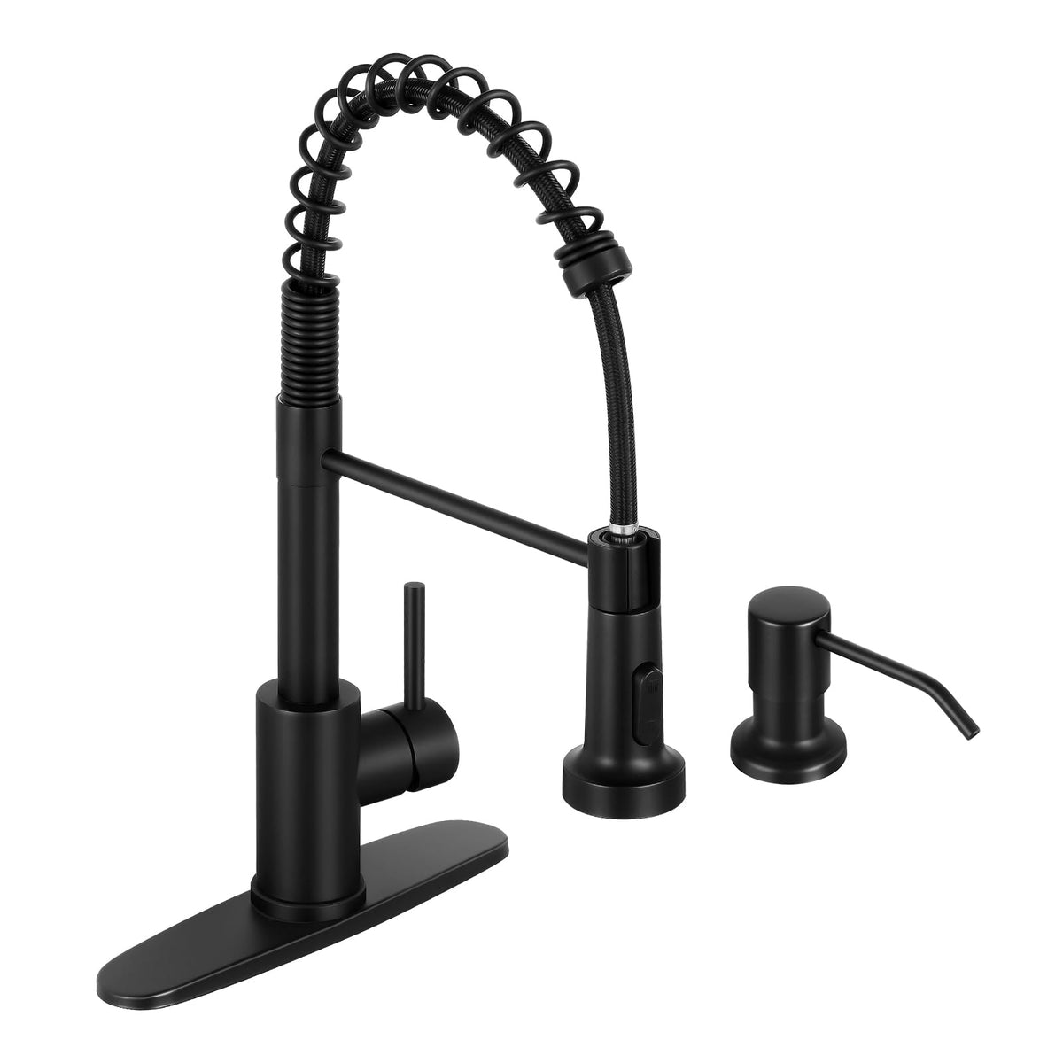 DJS Kitchen Sink Faucet with Pull Down Sprayer Single Handle Matte Black