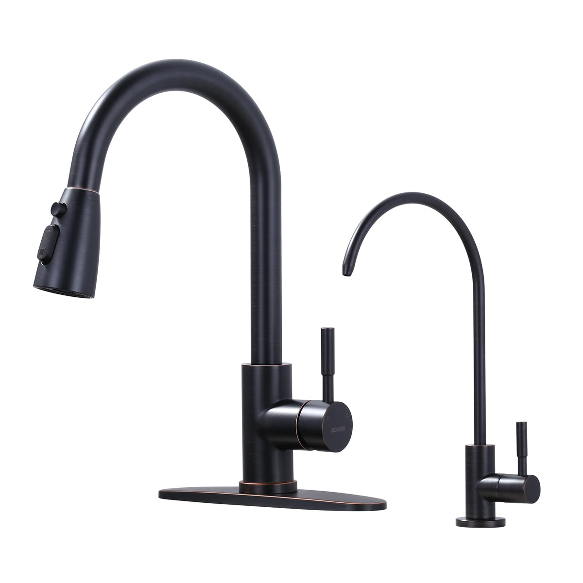 WOWOW Kitchen Faucet with Soap Dispenser: 304 Stainless Steel Kitchen Sink Faucet with Pull Down Sprayer 3 Modes, Single Handle High Arc Mixer Taps for Sink, RV, Laundry, Bar (Brushed Nickel)