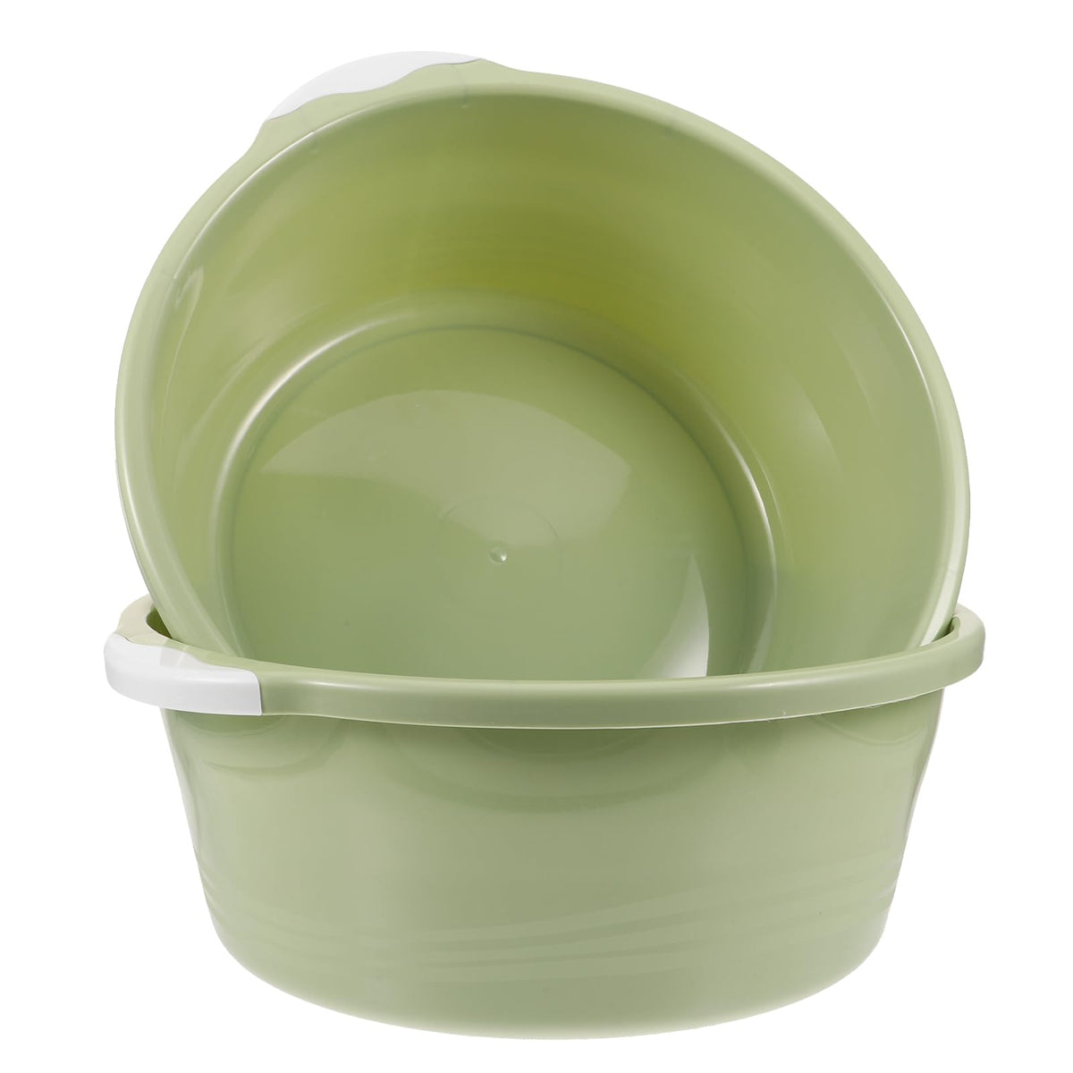 ULTECHNOVO 2 Pack Large Plastic Wash Basin 15 Inch, Round Washbasin for Face & Foot Soaking, Thickened Laundry Dish Pan for Kitchen Sink, Bathroom, Dormitory, Camping (Green)