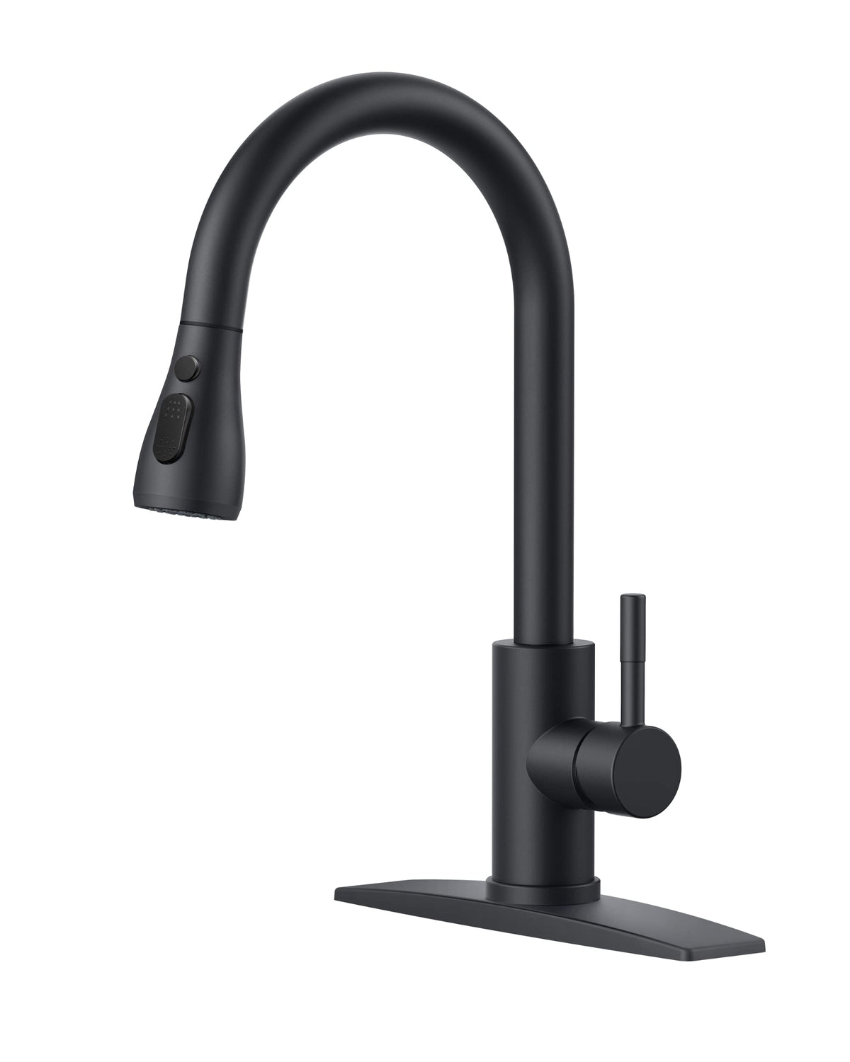 FORIOUS Black Kitchen Faucet with Pull Down Sprayer, Stainless Steel