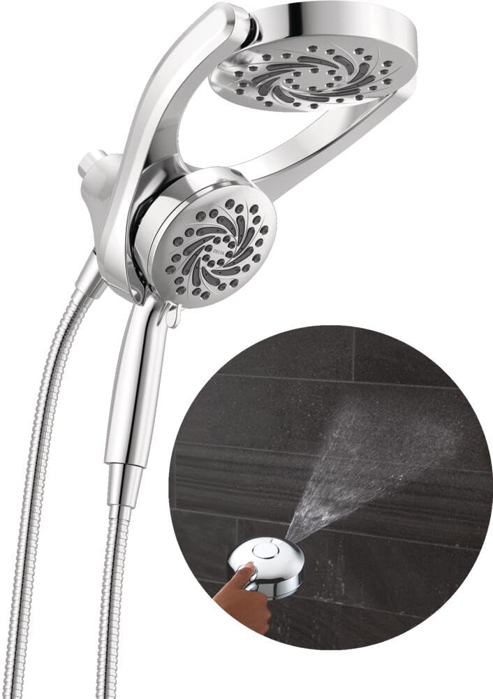 Delta 5-Setting HydroRain 2-in-1 Dual Shower Head with ProClean Spray, Matte Black High Pressure Shower Head with Handheld Spray, 1.75 GPM Flow Rate, Matte Black 75419BL