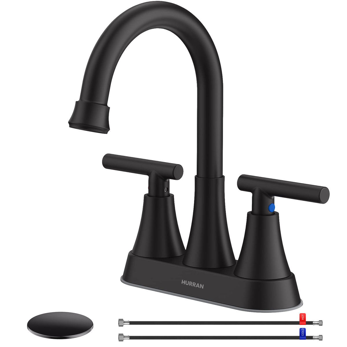 Bathroom Faucet, Hurran 4 inch Centerset 2-Handle Lead-Free, Brushed Nickel