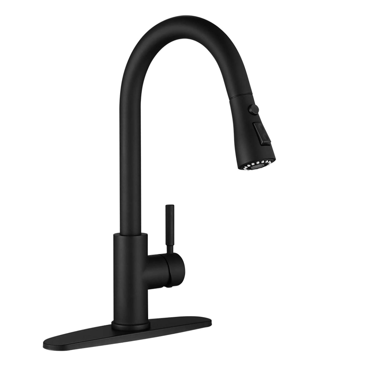 WEWE High-Arc Pull-Down Kitchen Faucet, Brushed Nickel, 3-Mode Sprayer