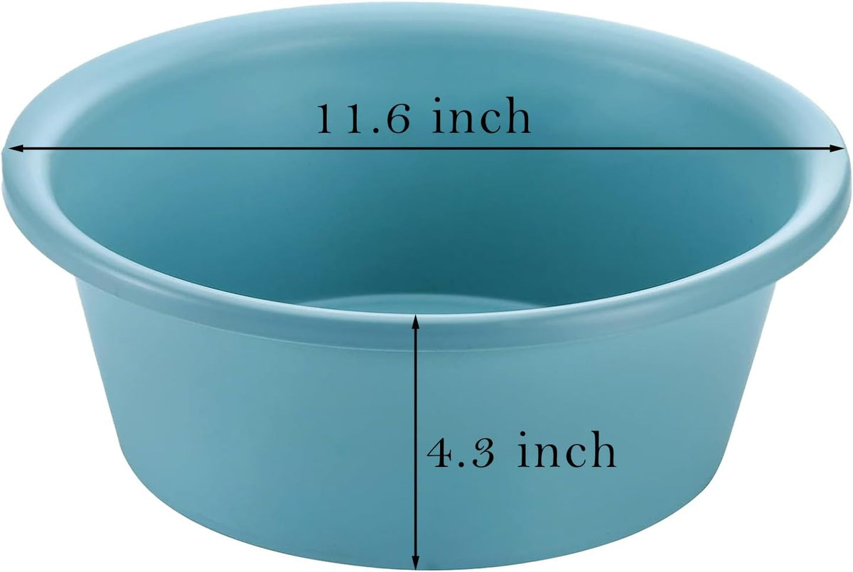 4 Pack Round Plastic Wash Basin, 5 Quart Small Basin Tub Stackable Camping Basin for Washing Face, Fruit, Dishes, Bottles, Home Kitchen Sink, 11.6 X 4.3 Inches, 4 Colors